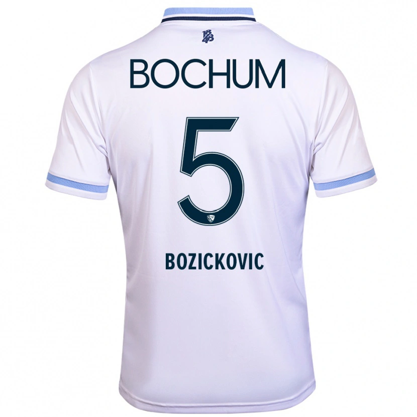 Danxen Dames Niko Bozickovic #5 Wit Hemelsblauw Uitshirt Uittenue 2025/26 T-Shirt
