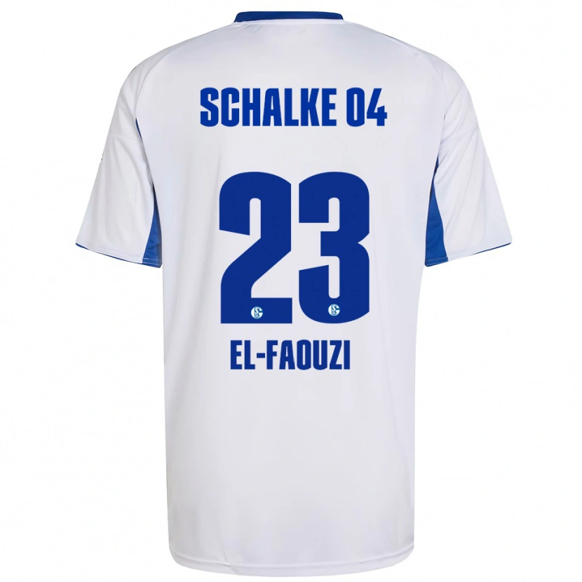 Danxen Dames Soufiane El-Faouzi #23 Wit Blauw Uitshirt Uittenue 2025/26 T-Shirt