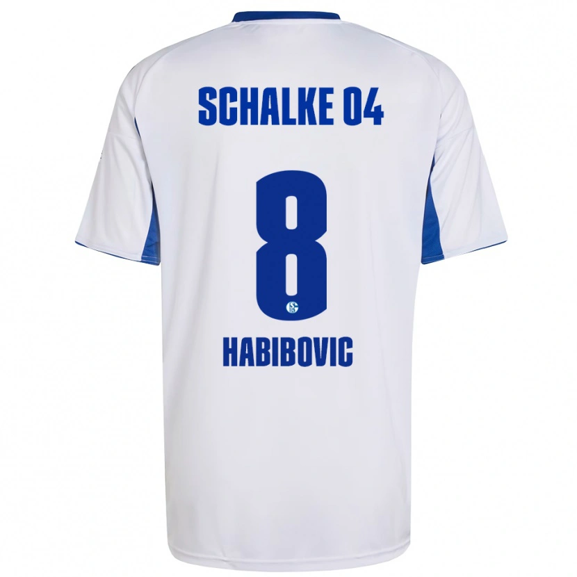 Danxen Dames Edina Habibovic #8 Wit Blauw Uitshirt Uittenue 2025/26 T-Shirt