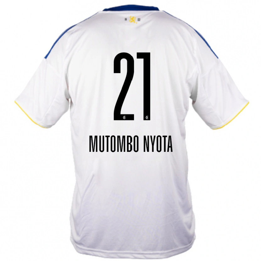 Danxen Dames Jael Mutombo Nyota #21 Wit Blauw Geel Uitshirt Uittenue 2025/26 T-Shirt