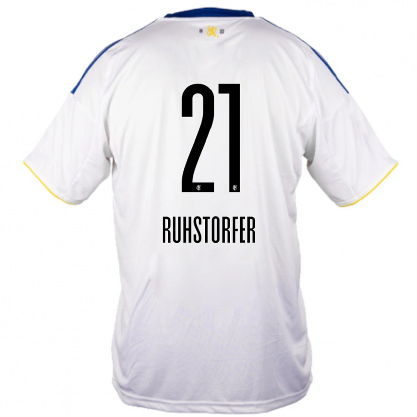 Danxen Dames Kimberly Ruhstorfer #21 Wit Blauw Geel Uitshirt Uittenue 2025/26 T-Shirt