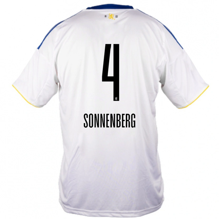 Danxen Dames Sven Sonnenberg #4 Wit Blauw Geel Uitshirt Uittenue 2025/26 T-Shirt
