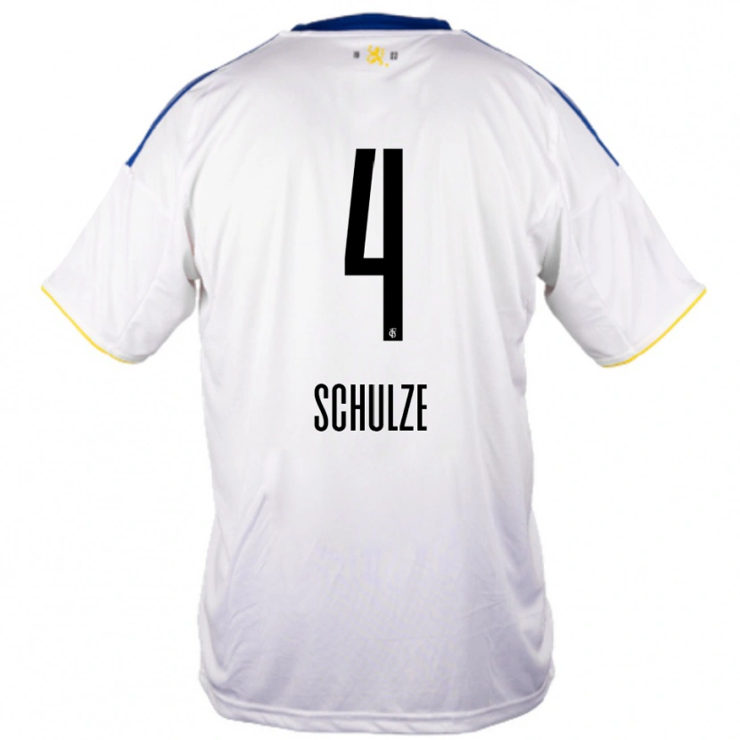 Danxen Dames Mateo Schulze #4 Wit Blauw Geel Uitshirt Uittenue 2025/26 T-Shirt