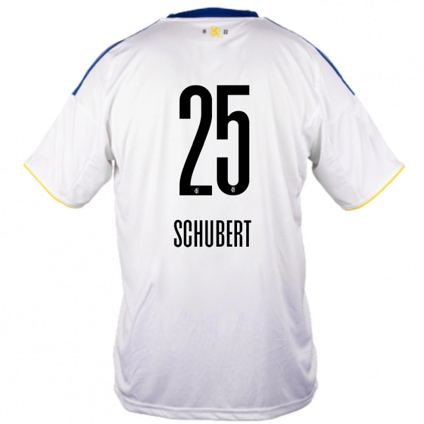 Danxen Dames Leonardo Schubert #25 Wit Blauw Geel Uitshirt Uittenue 2025/26 T-Shirt