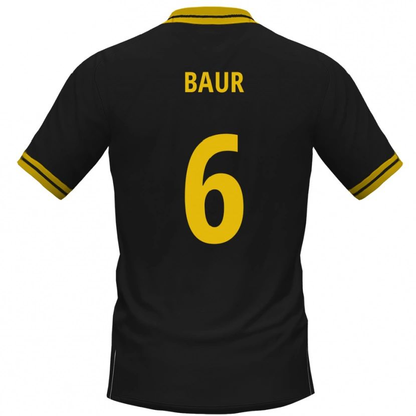 Danxen Dames Mauro Baur #6 Zwart Geel Uitshirt Uittenue 2025/26 T-Shirt
