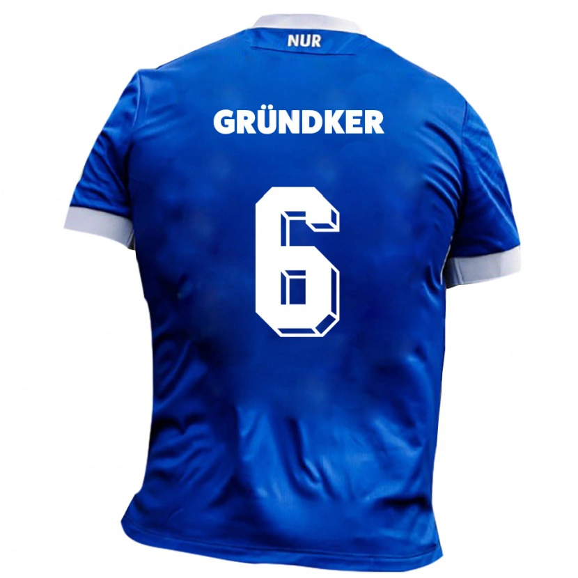 Danxen Dames Julien Gründker #6 Blauw Wit Uitshirt Uittenue 2025/26 T-Shirt