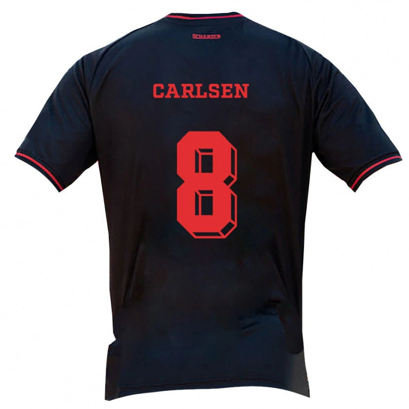 Danxen Dames Fredrik Carlsen #8 Zwart Rood Wit Uitshirt Uittenue 2025/26 T-Shirt