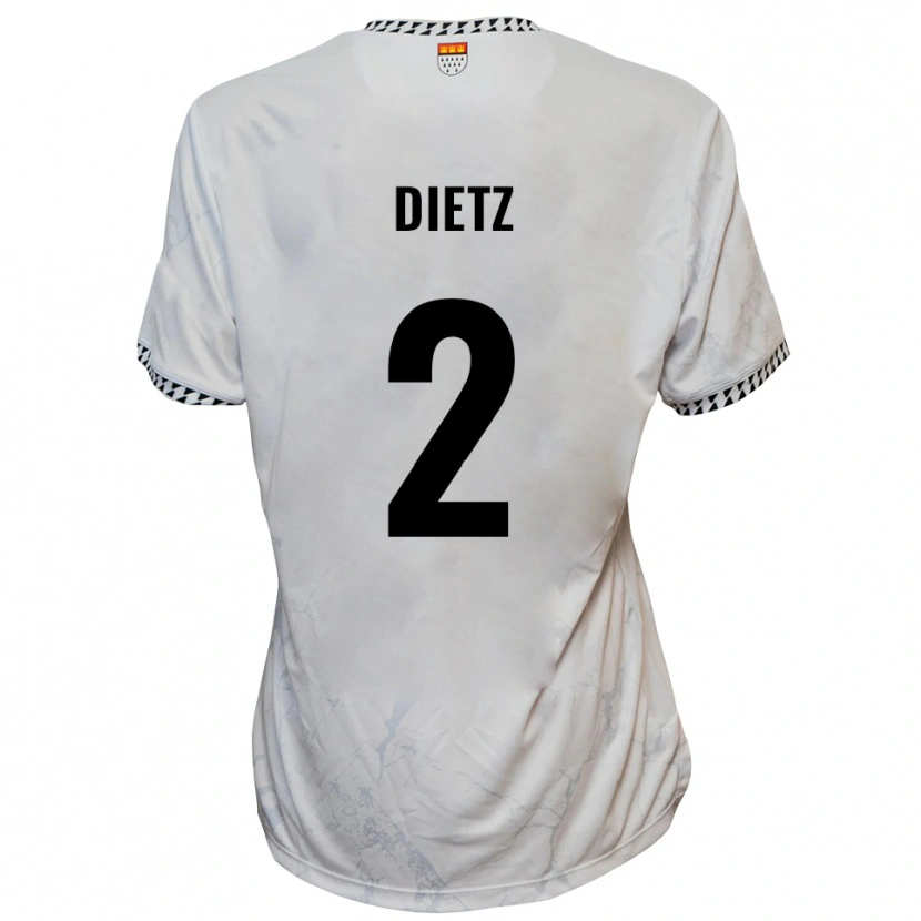 Danxen Dames Lars Dietz #2 Wit Zwart Uitshirt Uittenue 2025/26 T-Shirt