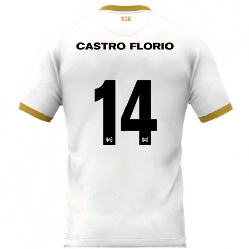 Danxen Dames Giancarlo Castro Florio #14 Wit Goud Uitshirt Uittenue 2025/26 T-Shirt
