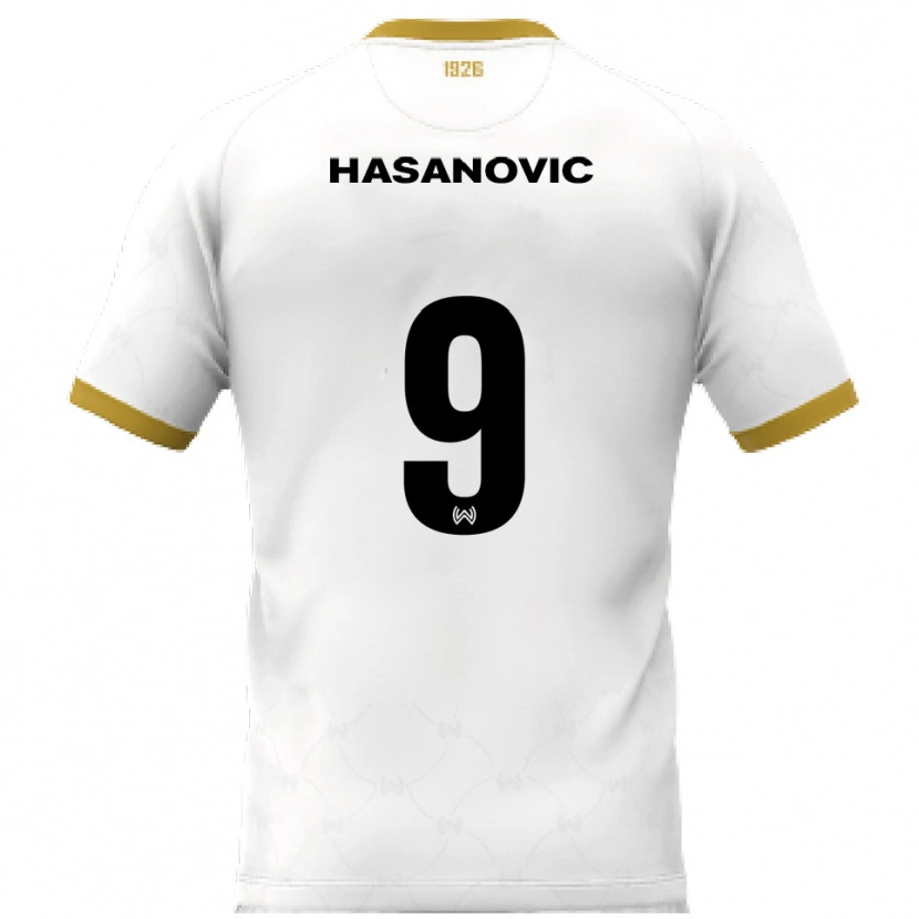 Danxen Dames Karim Hasanovic #9 Wit Goud Uitshirt Uittenue 2025/26 T-Shirt
