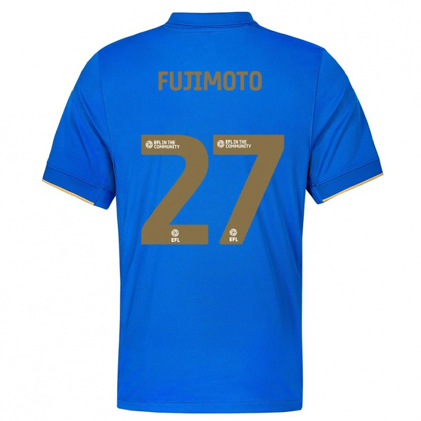 Danxen Kinderen Kanya Fujimoto #27 Blauw Goud Thuisshirt Thuistenue 2025/26 T-Shirt
