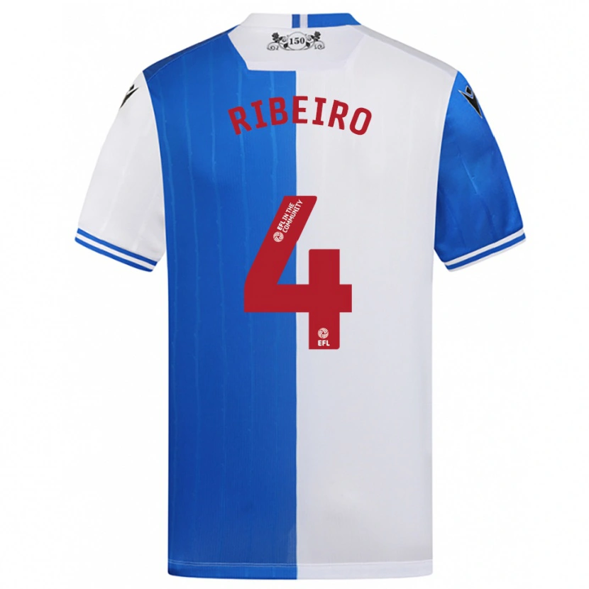 Danxen Kinderen Yuri Ribeiro #4 Blauw Wit Thuisshirt Thuistenue 2025/26 T-Shirt