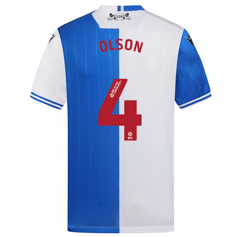 Danxen Kinderen Charlie Olson #4 Blauw Wit Thuisshirt Thuistenue 2025/26 T-Shirt
