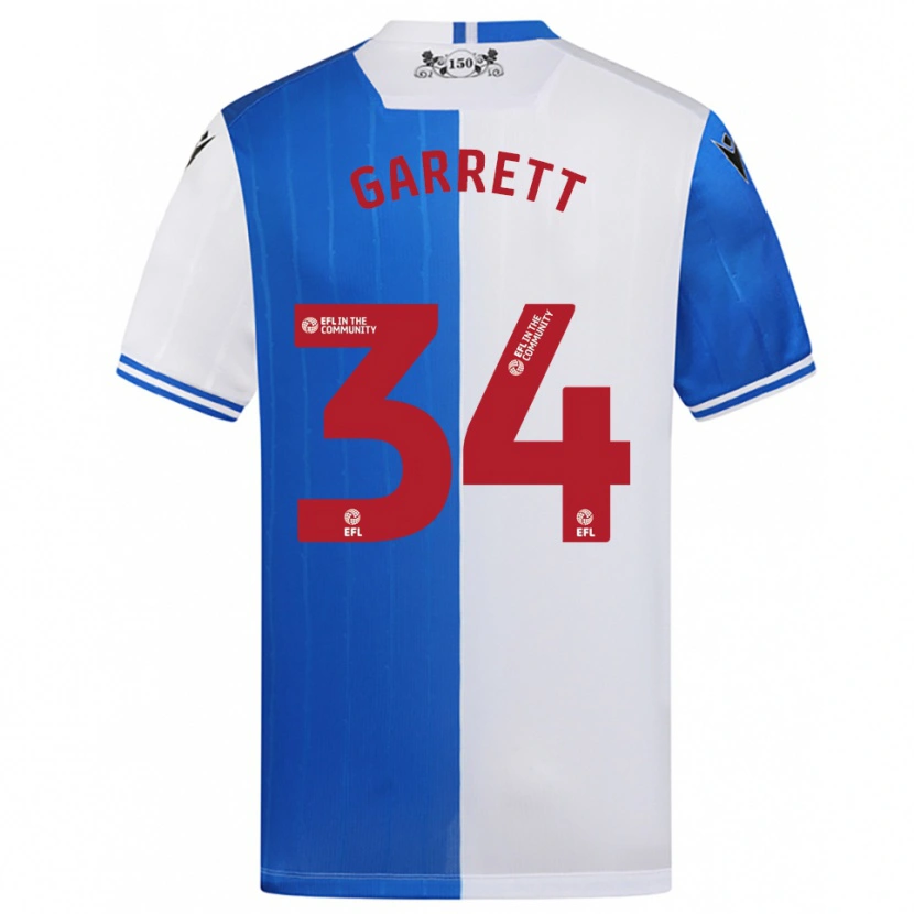 Danxen Kinderen Jake Garrett #34 Blauw Wit Thuisshirt Thuistenue 2025/26 T-Shirt