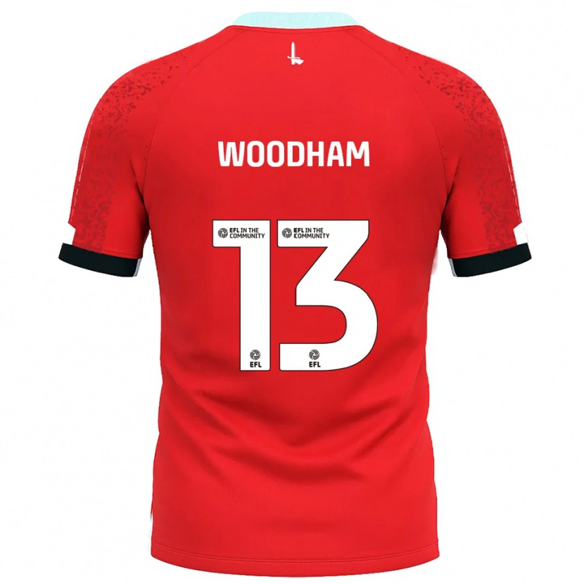 Danxen Kinderen Finley Woodham #13 Rood Wit Thuisshirt Thuistenue 2025/26 T-Shirt