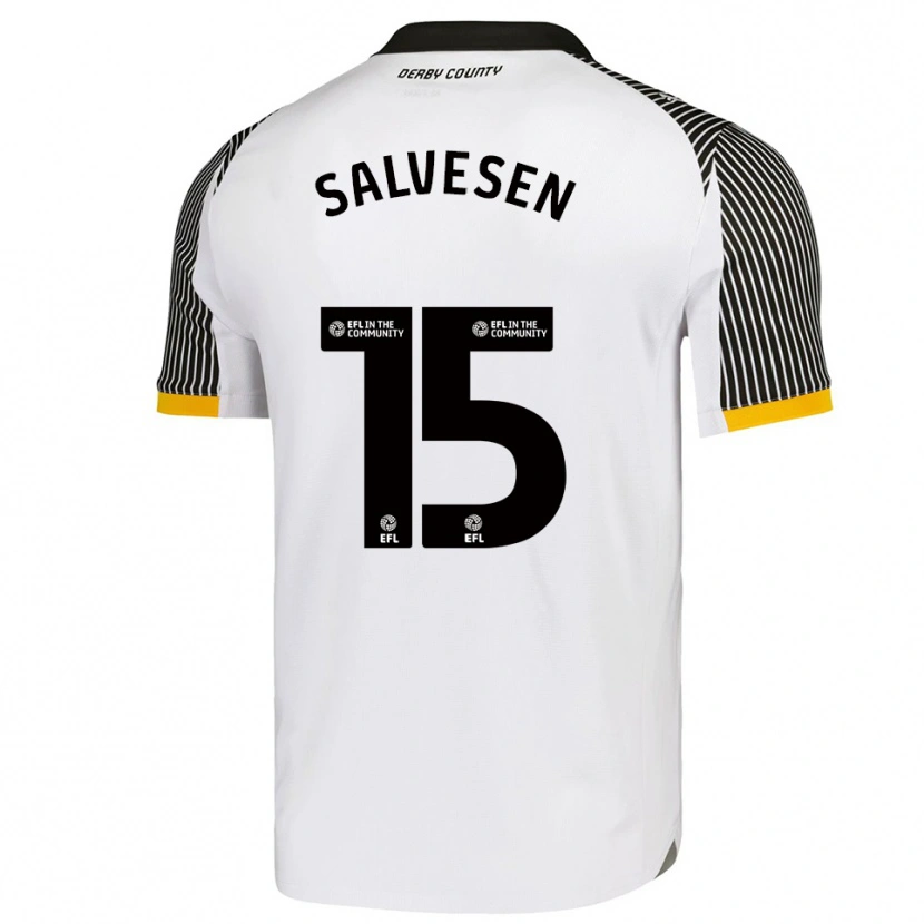 Danxen Kinderen Lars-Jørgen Salvesen #15 Wit Zwart Thuisshirt Thuistenue 2025/26 T-Shirt