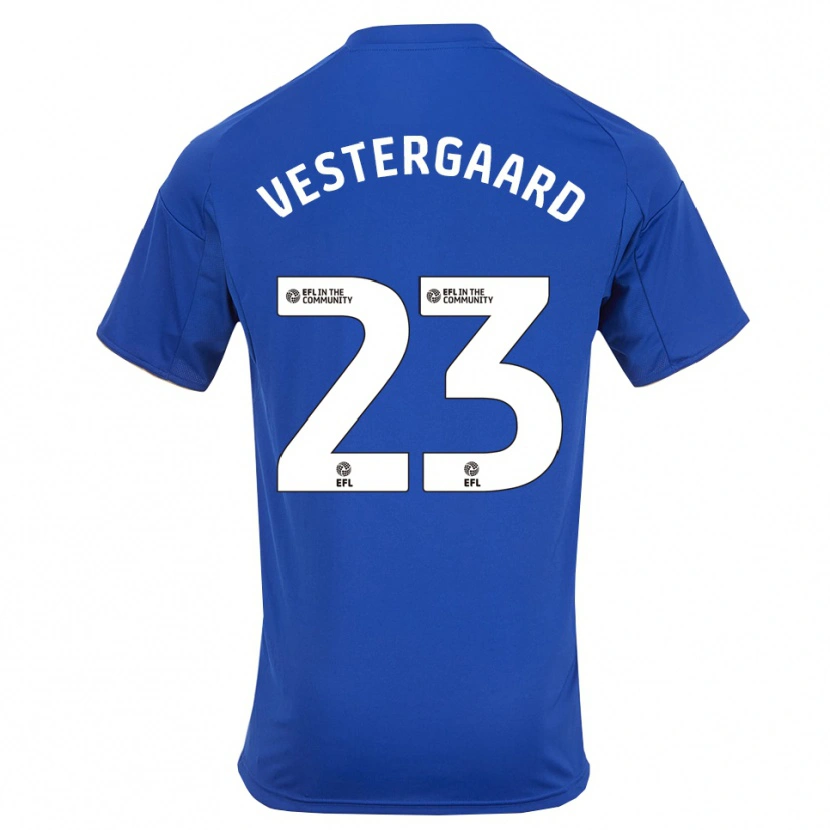 Danxen Kinderen Jannik Vestergaard #23 Blauw Goud Thuisshirt Thuistenue 2025/26 T-Shirt