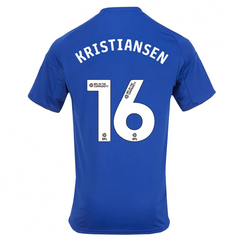 Danxen Kinderen Victor Kristiansen #16 Blauw Goud Thuisshirt Thuistenue 2025/26 T-Shirt