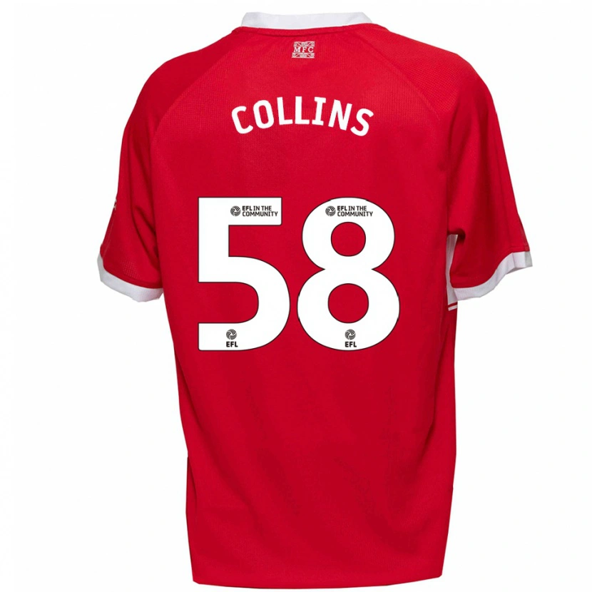 Danxen Kinderen Sam Collins #58 Rood Wit Thuisshirt Thuistenue 2025/26 T-Shirt