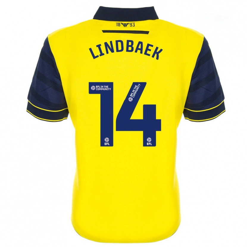 Danxen Kinderen Adele Lindbaek #14 Geel Marine Thuisshirt Thuistenue 2025/26 T-Shirt