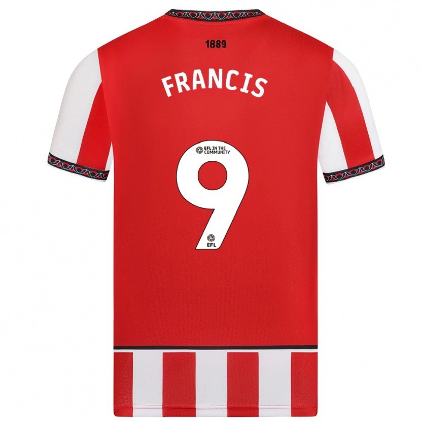 Danxen Kinderen Marshall Francis #9 Rood Wit Thuisshirt Thuistenue 2025/26 T-Shirt