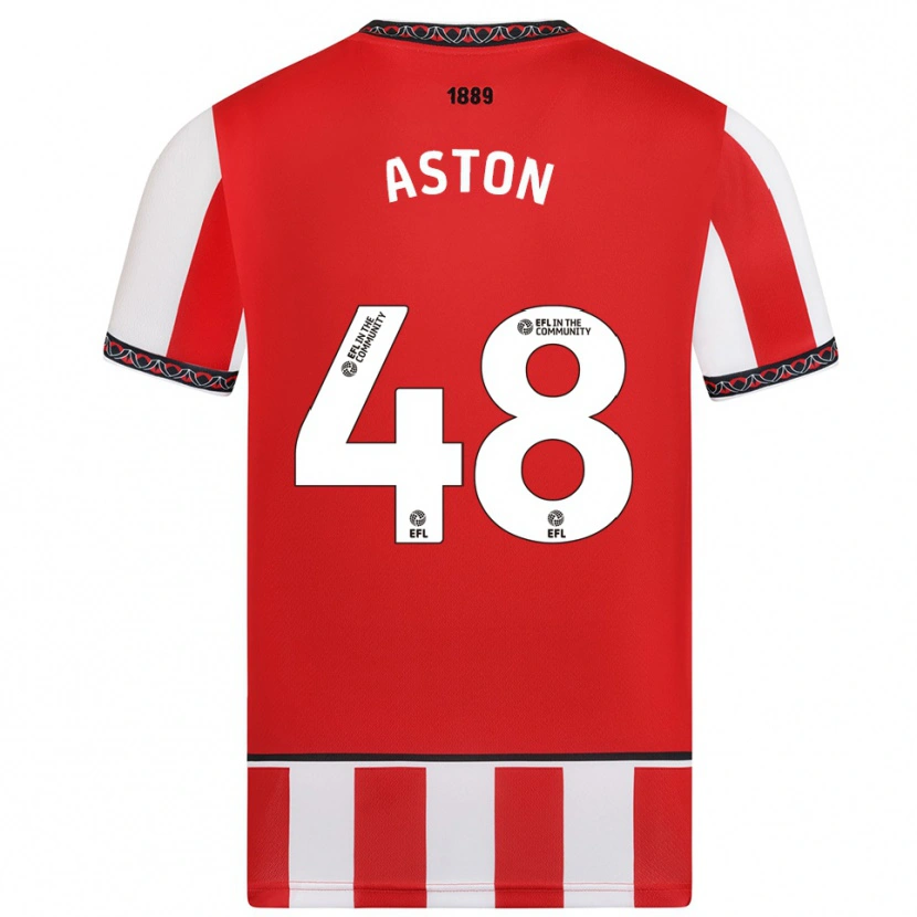 Danxen Kinderen Sam Aston #48 Rood Wit Thuisshirt Thuistenue 2025/26 T-Shirt