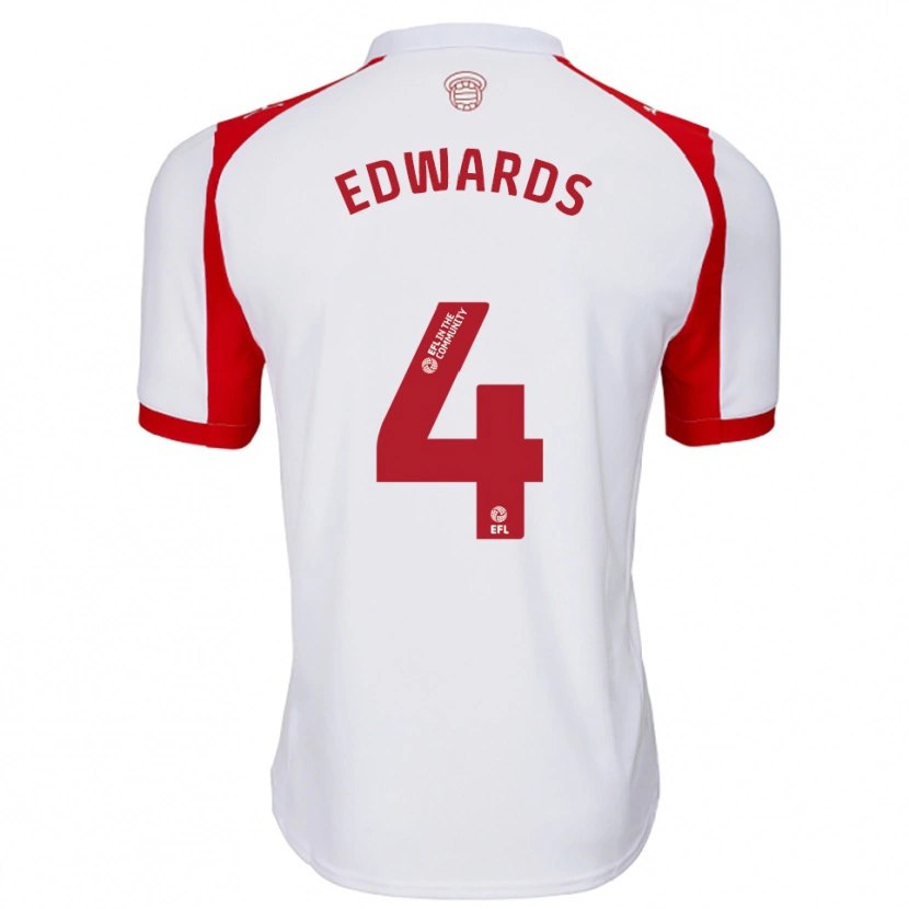Danxen Kinderen Ronnie Edwards #4 Wit Rood Thuisshirt Thuistenue 2025/26 T-Shirt