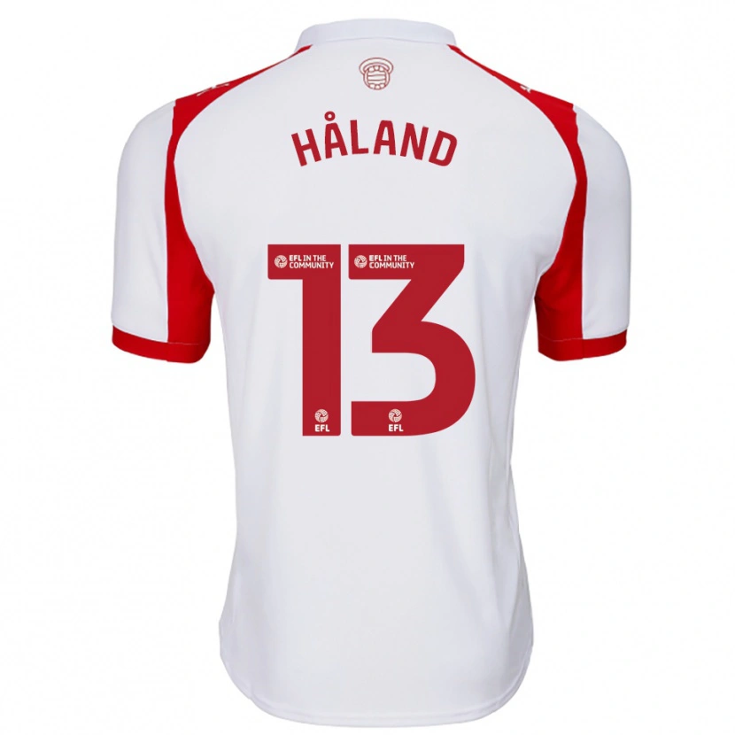 Danxen Kinderen Benedicte Håland #13 Wit Rood Thuisshirt Thuistenue 2025/26 T-Shirt