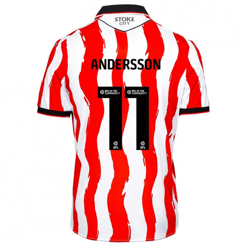 Danxen Kinderen Edwin Andersson #11 Wit Rood Thuisshirt Thuistenue 2025/26 T-Shirt