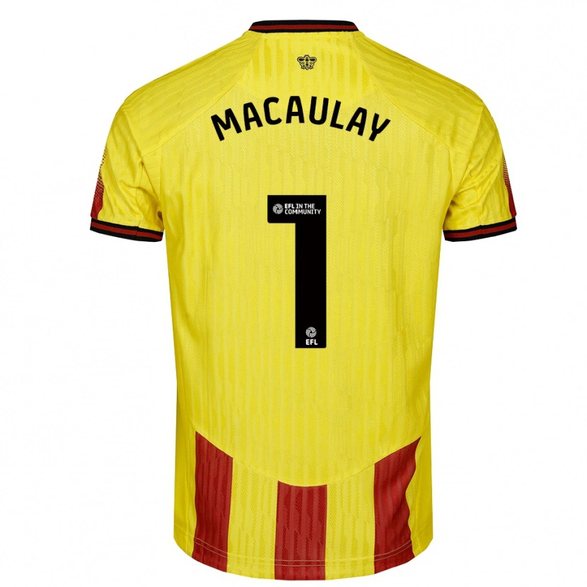 Danxen Kinderen Jonathan Macaulay #1 Geel Rood Thuisshirt Thuistenue 2025/26 T-Shirt