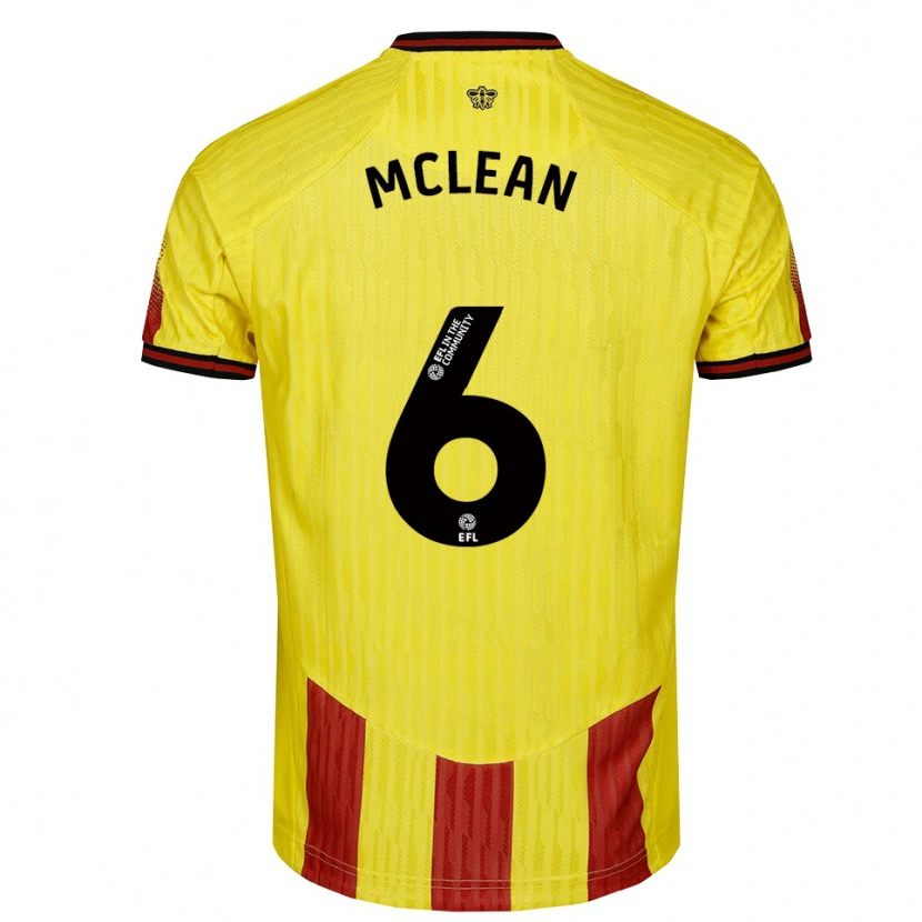 Danxen Kinderen Sophie Mclean #6 Geel Rood Thuisshirt Thuistenue 2025/26 T-Shirt