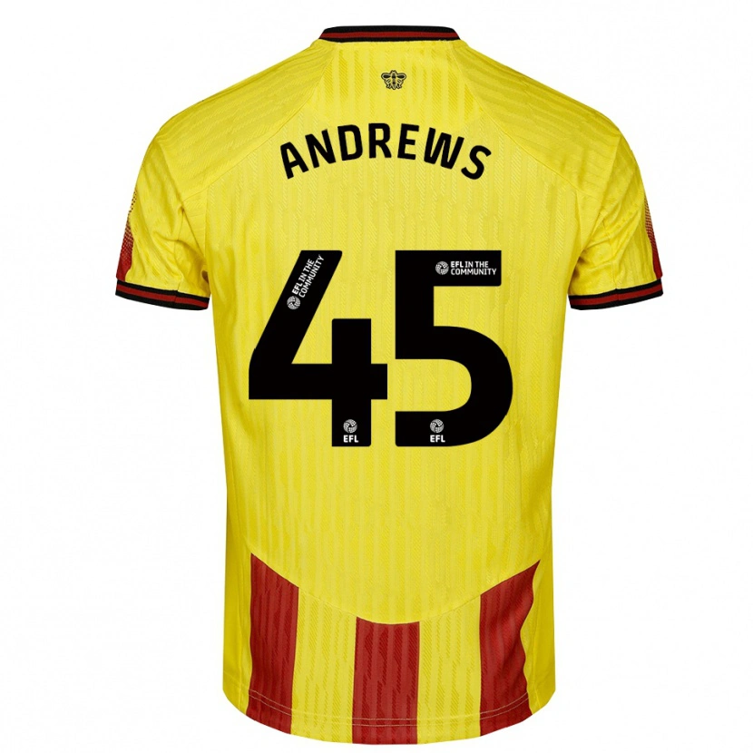 Danxen Kinderen Ryan Andrews #45 Geel Rood Thuisshirt Thuistenue 2025/26 T-Shirt