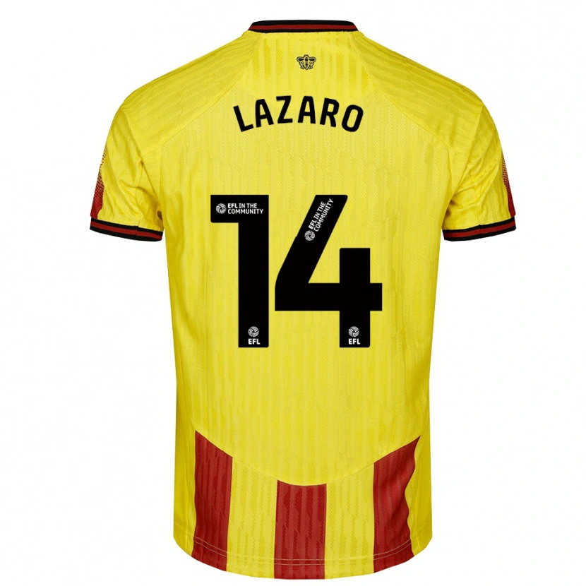 Danxen Kinderen Maia Lazaro #14 Geel Rood Thuisshirt Thuistenue 2025/26 T-Shirt