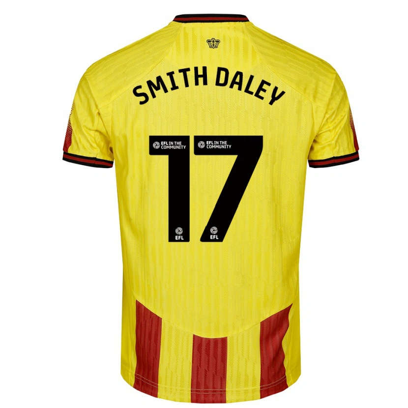 Danxen Kinderen Kymani Smith Daley #17 Geel Rood Thuisshirt Thuistenue 2025/26 T-Shirt