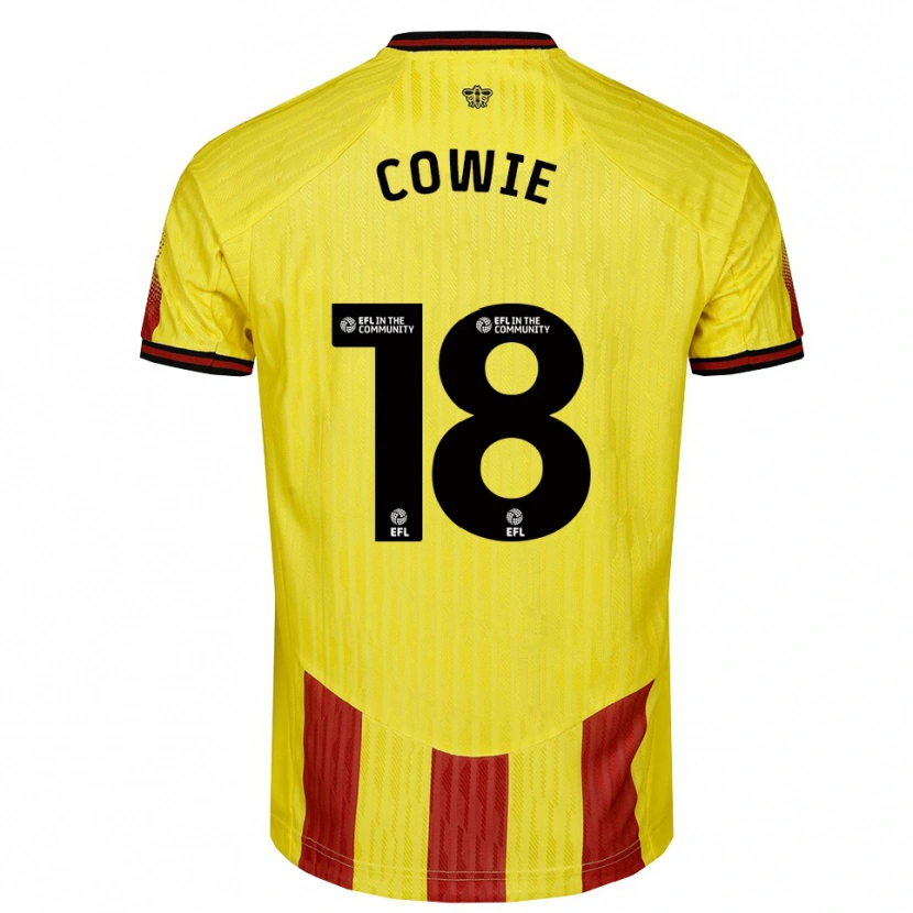 Danxen Kinderen Tony Cowie #18 Geel Rood Thuisshirt Thuistenue 2025/26 T-Shirt