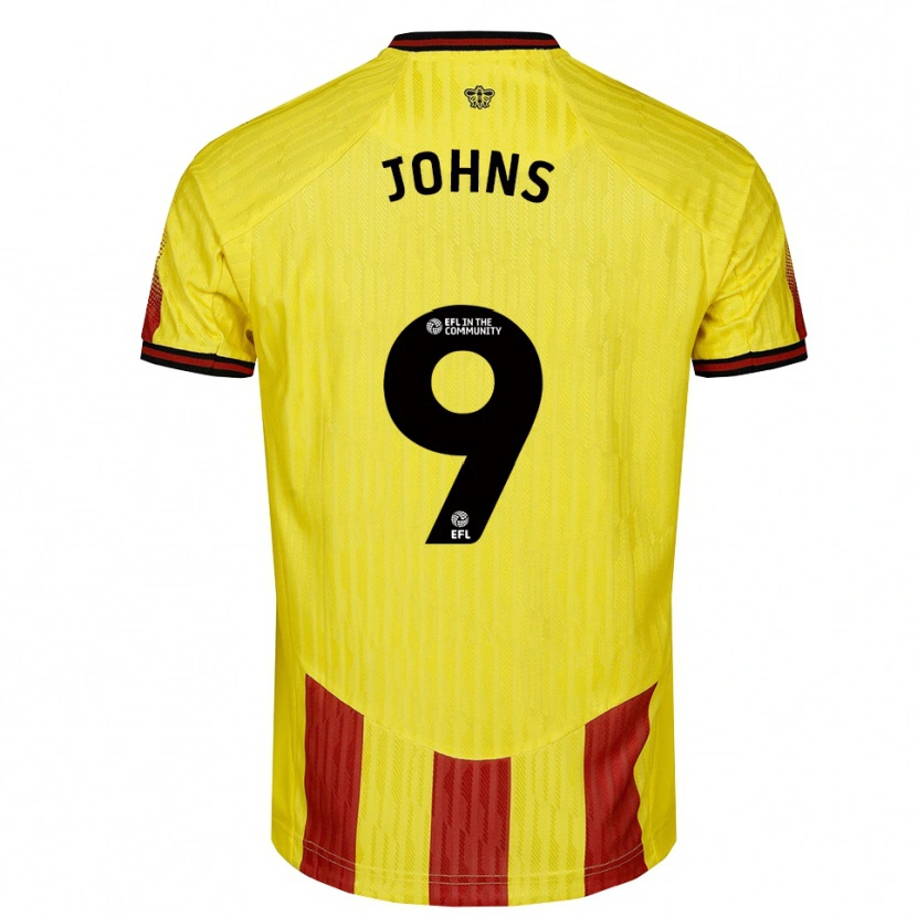 Danxen Kinderen Carly Johns #9 Geel Rood Thuisshirt Thuistenue 2025/26 T-Shirt