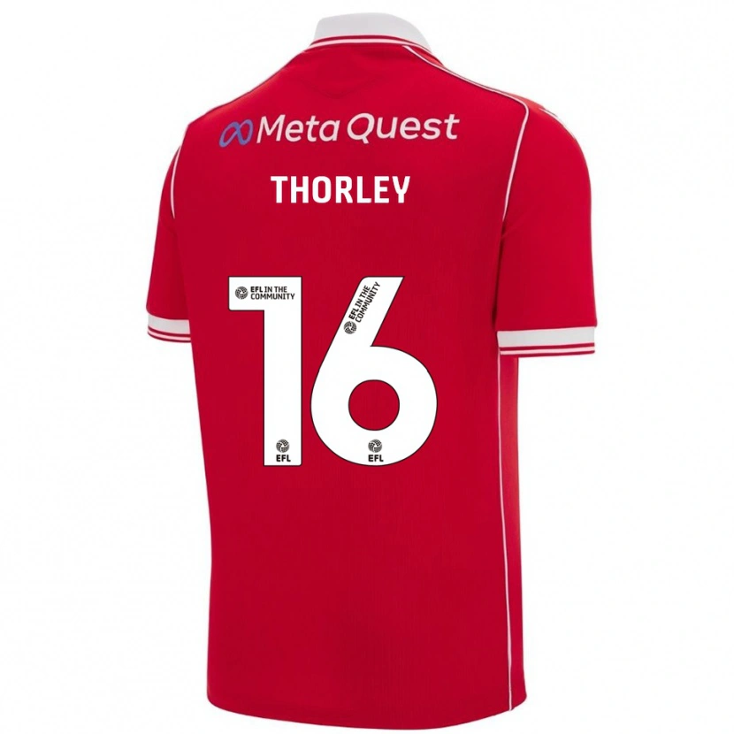 Danxen Kinderen Connor Thorley #16 Rood Wit Thuisshirt Thuistenue 2025/26 T-Shirt