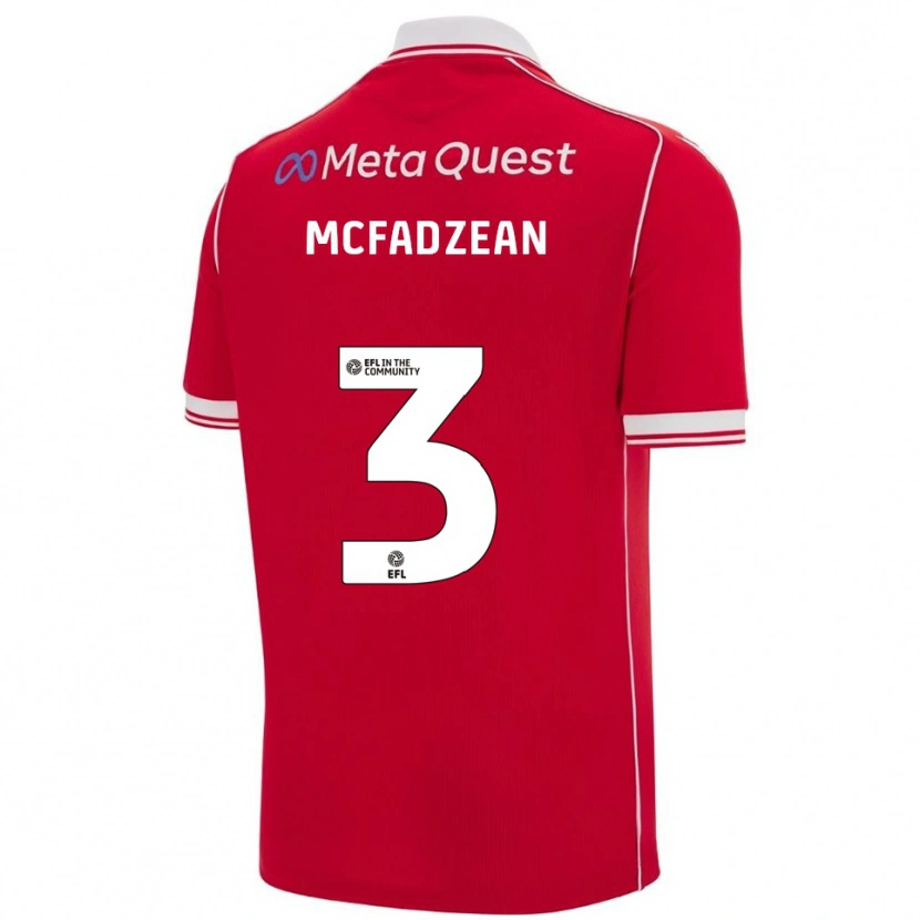 Danxen Kinderen Callum Mcfadzean #3 Rood Wit Thuisshirt Thuistenue 2025/26 T-Shirt
