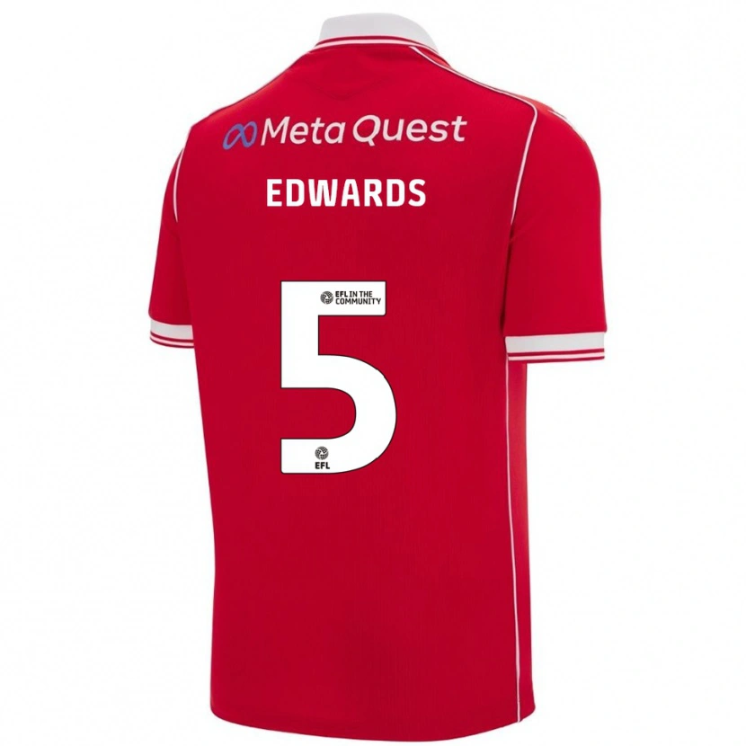 Danxen Kinderen Dafydd Edwards #5 Rood Wit Thuisshirt Thuistenue 2025/26 T-Shirt