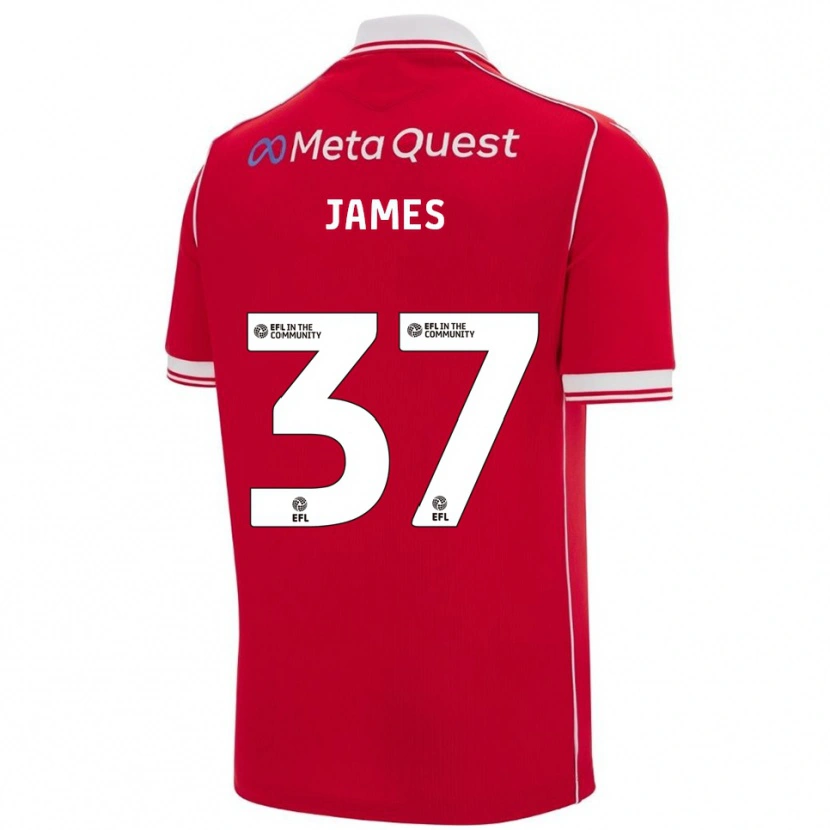 Danxen Kinderen Matty James #37 Rood Wit Thuisshirt Thuistenue 2025/26 T-Shirt