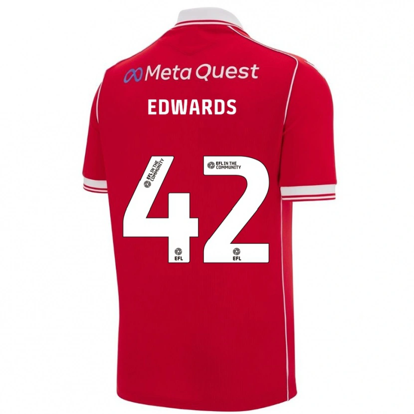 Danxen Kinderen Callum Edwards #42 Rood Wit Thuisshirt Thuistenue 2025/26 T-Shirt
