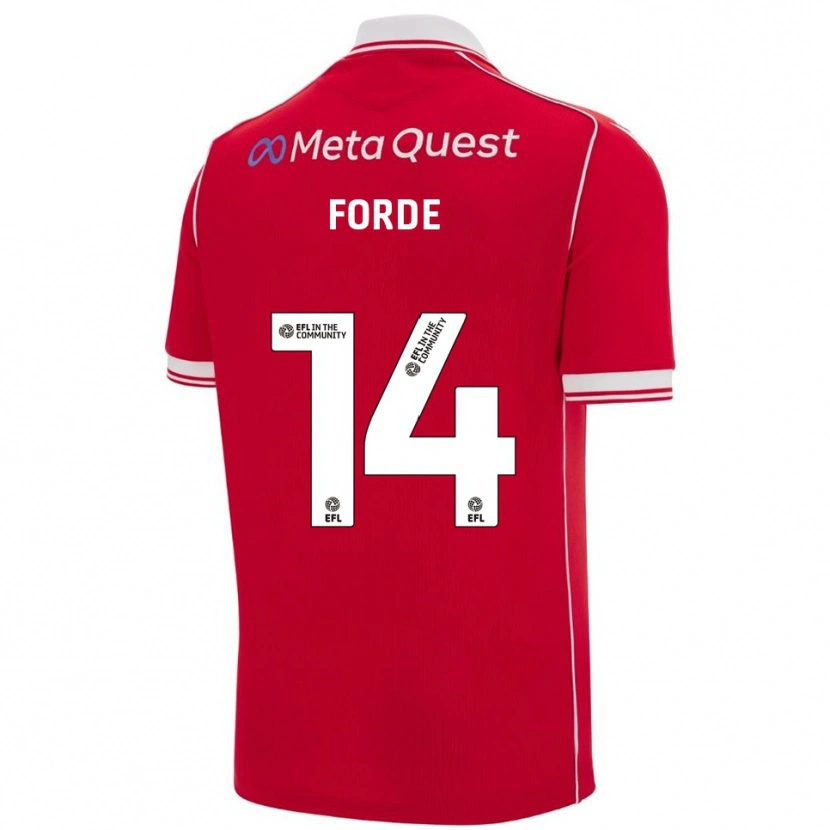 Danxen Kinderen Anthony Forde #14 Rood Wit Thuisshirt Thuistenue 2025/26 T-Shirt
