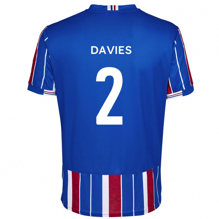 Danxen Kinderen Archie Davies #2 Blauw Rood Wit Thuisshirt Thuistenue 2025/26 T-Shirt