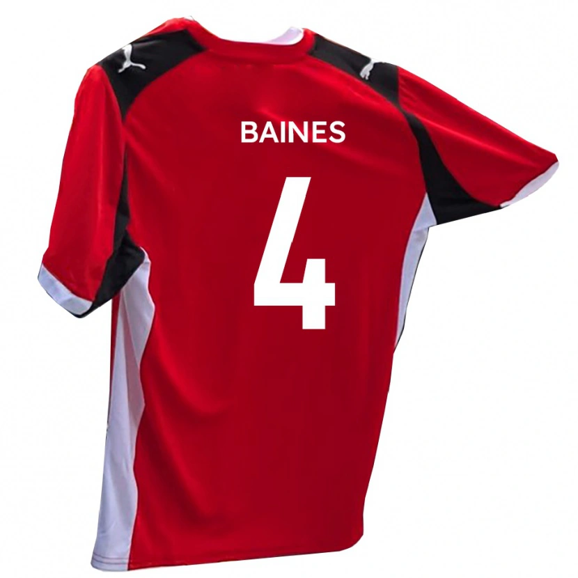 Danxen Kinderen Lewis Baines #4 Rood Wit Thuisshirt Thuistenue 2025/26 T-Shirt