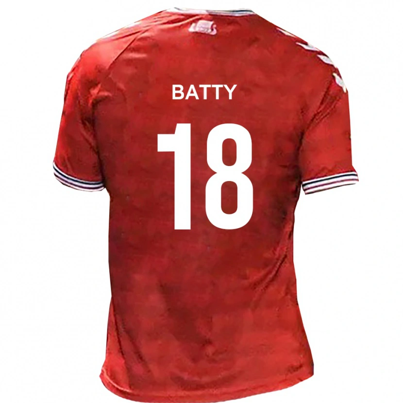 Danxen Kinderen Daniel Batty #18 Rood Wit Thuisshirt Thuistenue 2025/26 T-Shirt