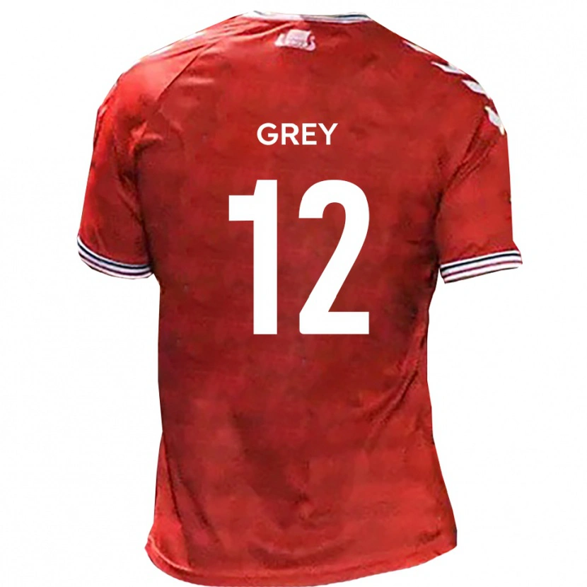 Danxen Kinderen Joe Grey #12 Rood Wit Thuisshirt Thuistenue 2025/26 T-Shirt