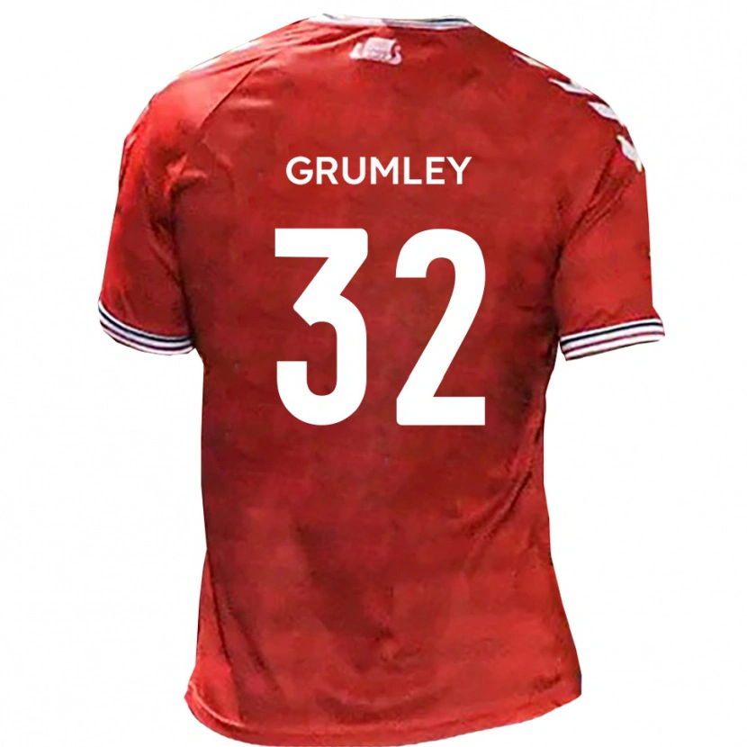 Danxen Kinderen George Grumley #32 Rood Wit Thuisshirt Thuistenue 2025/26 T-Shirt