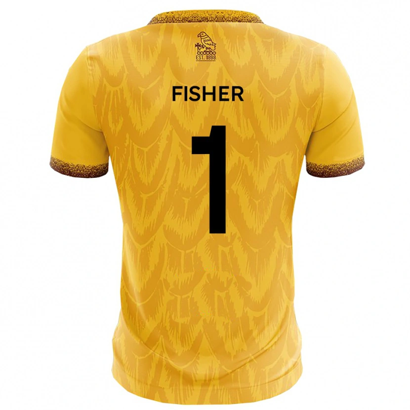 Danxen Kinderen Tobias Fisher #1 Geel Bruin Thuisshirt Thuistenue 2025/26 T-Shirt