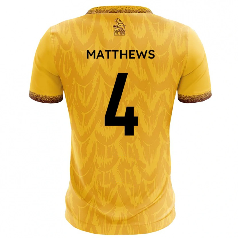 Danxen Kinderen Anton Matthews #4 Geel Bruin Thuisshirt Thuistenue 2025/26 T-Shirt