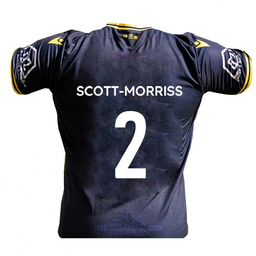 Danxen Kinderen Gus Scott-Morriss #2 Marine Geel Thuisshirt Thuistenue 2025/26 T-Shirt